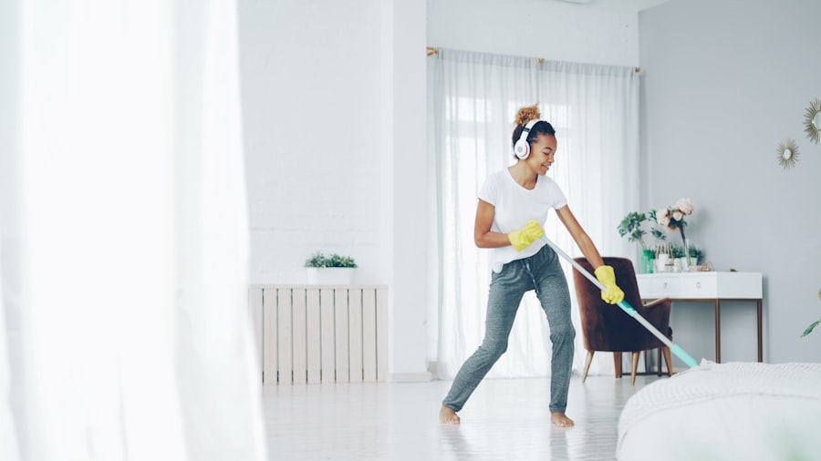 cleaning home
