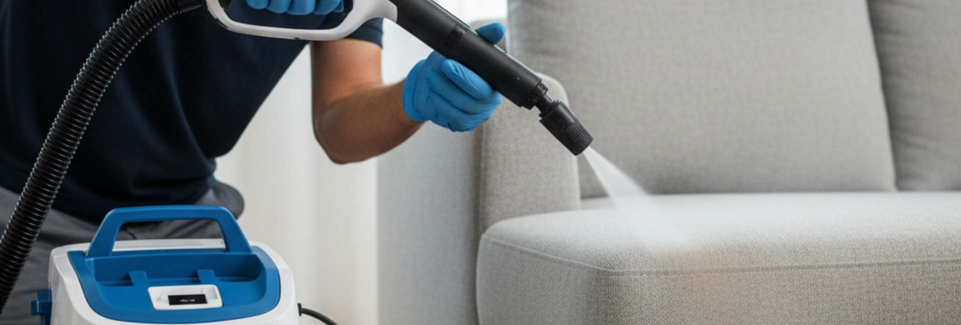 Upholstery cleaning process using steam cleaning equipment in Melbourne