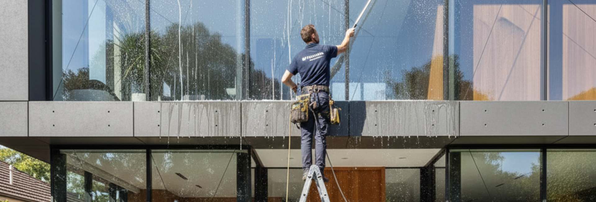 Window cleaning process using professional tools and equipment in Melbourne